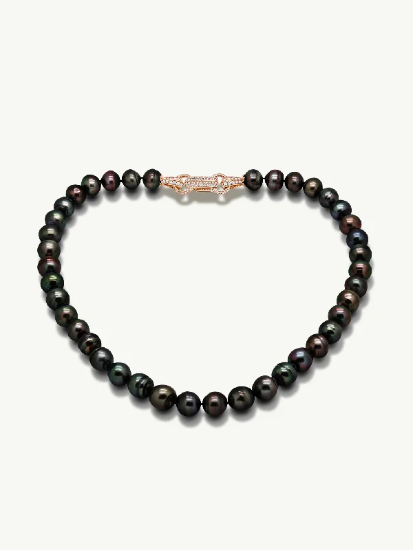 Opal and diamond engagement ring in a contemporary silver band with black - rhodium accentsNyx Tahitian Black Circle Pearl Necklace With Pavé-Set Brilliant Diamonds In 18K Rose Gold