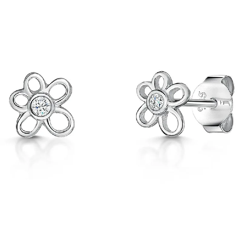 Hypoallergenic Sterling Silver Star - Studded Stud Earrings for Sensitive EarsJools Silver Small Flower Outline Earrings