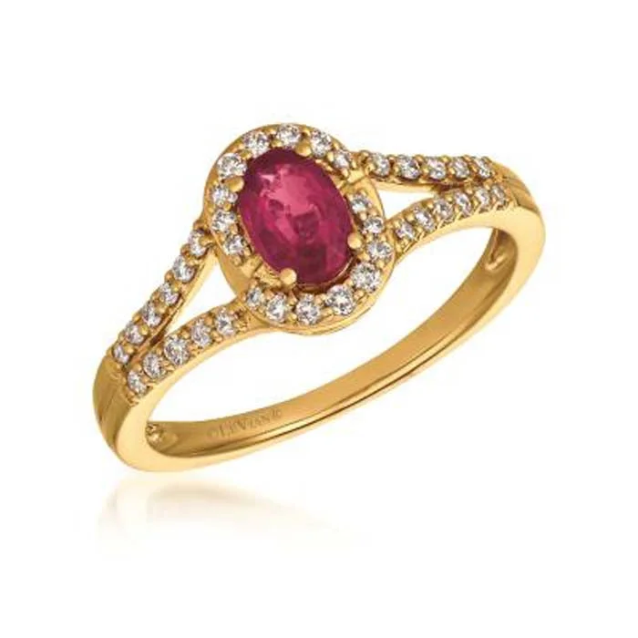 Rhinestone - Embellished Fashion Rings in Silver - Tone Metal for a Glamorous TouchLe Vian Ring featuring Passion Ruby with Vanilla Diamonds in 14K Honey Gold