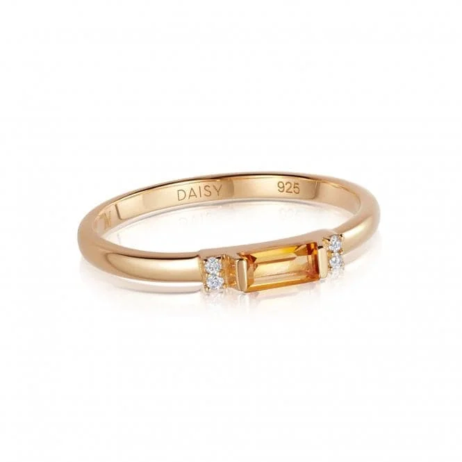 Open - Band Fashion Rings in Sterling Silver with Gemstone InlaysBeloved Fine Citrine Band 18ct Gold Plated Ring JR01_GP