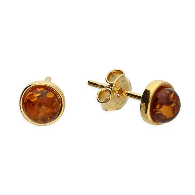 Rainbow - Colored Enameled Butterfly Stud Earrings for a Playful and Colorful StatementGold Amber Stud Earrings