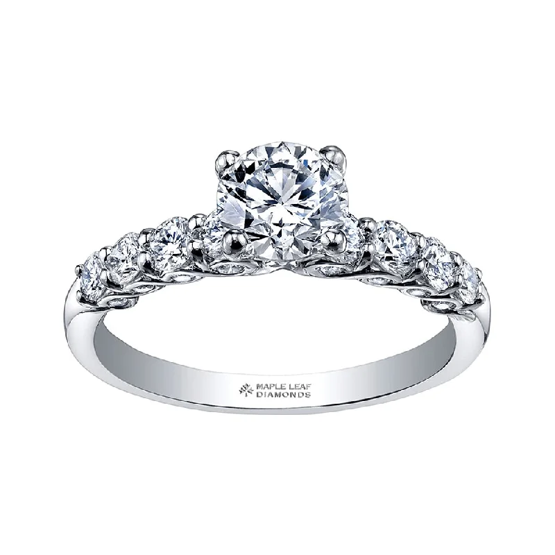 Vintage - Style Women's Diamond Rings with Floral - Engraved Bands and Multiple Diamond AccentsStunning Round Canadian Diamond Engagement Ring