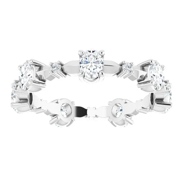 Vintage - Style Women's Diamond Rings with Floral - Engraved Bands and Multiple Diamond Accents1.33 ct. Oval & Round Diamond Eternity Band