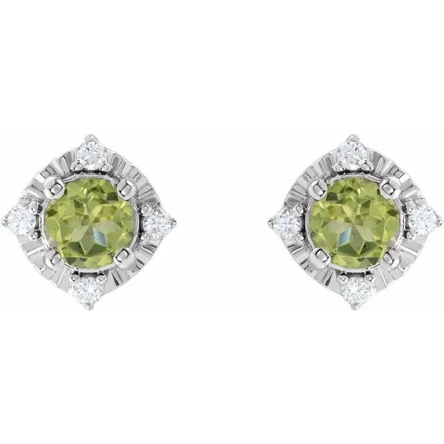 Heart - shaped diamond engagement ring with a hidden halo in 14K rose goldPeridot Earrings with Diamonds