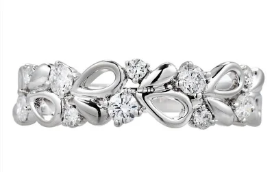 Cushion - Cut Women's Diamond Rings in Platinum with a Soft and Romantic Appearance18KWG FLOWER BAND BR 0.34CTW