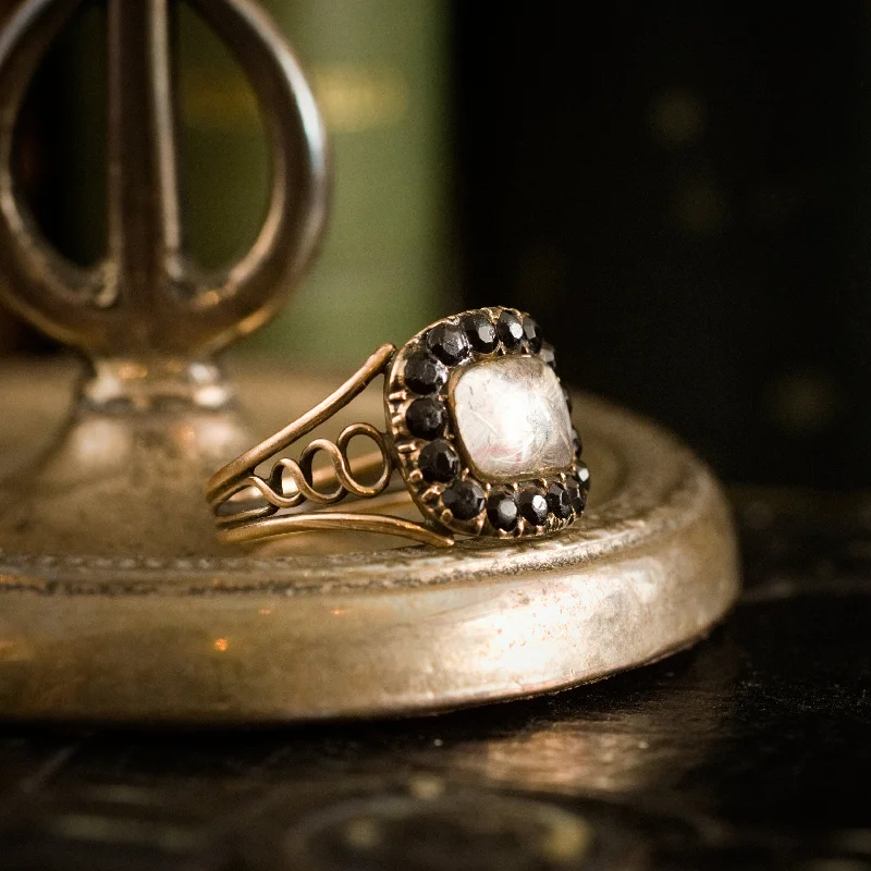 Gothic - Style Women's Rings with Black Onyx and Silver SkullsPrecious Georgian Date 1831 Mourning Ring