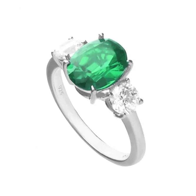 Geometric - Shaped Fashion Rings in Titanium with Iridescent InlaysOval Green Zirconia Trilogy Ring