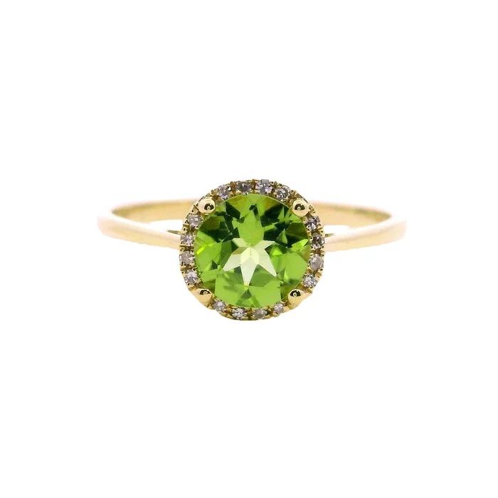 Geometric - Shaped Fashion Rings in Titanium with Iridescent InlaysMountz Collection Peridot Diamond Halo Ring in 14K Yellow Gold