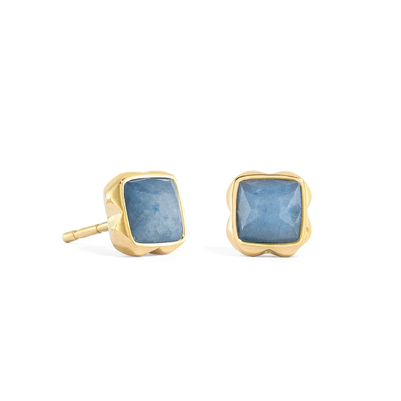 Matte - Finish Titanium Hexagon Stud Earrings for a Sleek and Contemporary StyleCoeur De Lion Gold March Birthstone Blue Aventurine Earrings