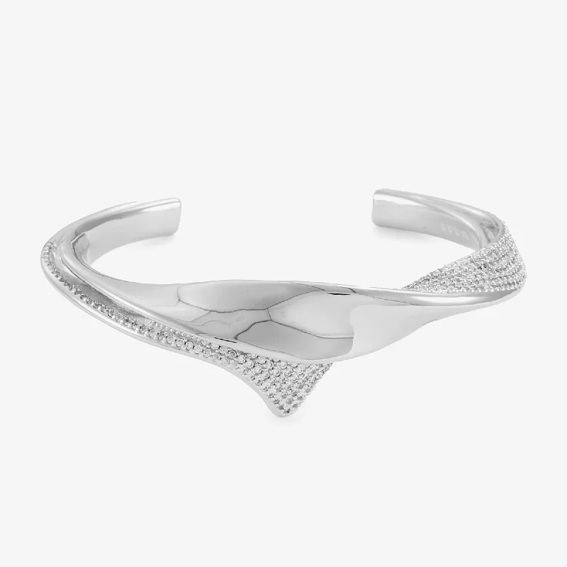 Women's Stainless Steel Cuff Bracelets with Geometric Designs for a Modern and Minimalist StylePAVÉ KERCHIEF CUFF