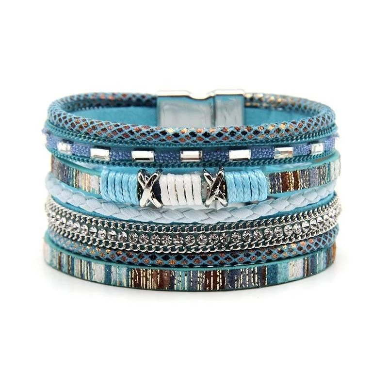 Rhinestone - Embellished Women's Cuff Bracelets in Silver for a Sparkling and Festive Look'Nunkeri' Cuff Bracelet - blue