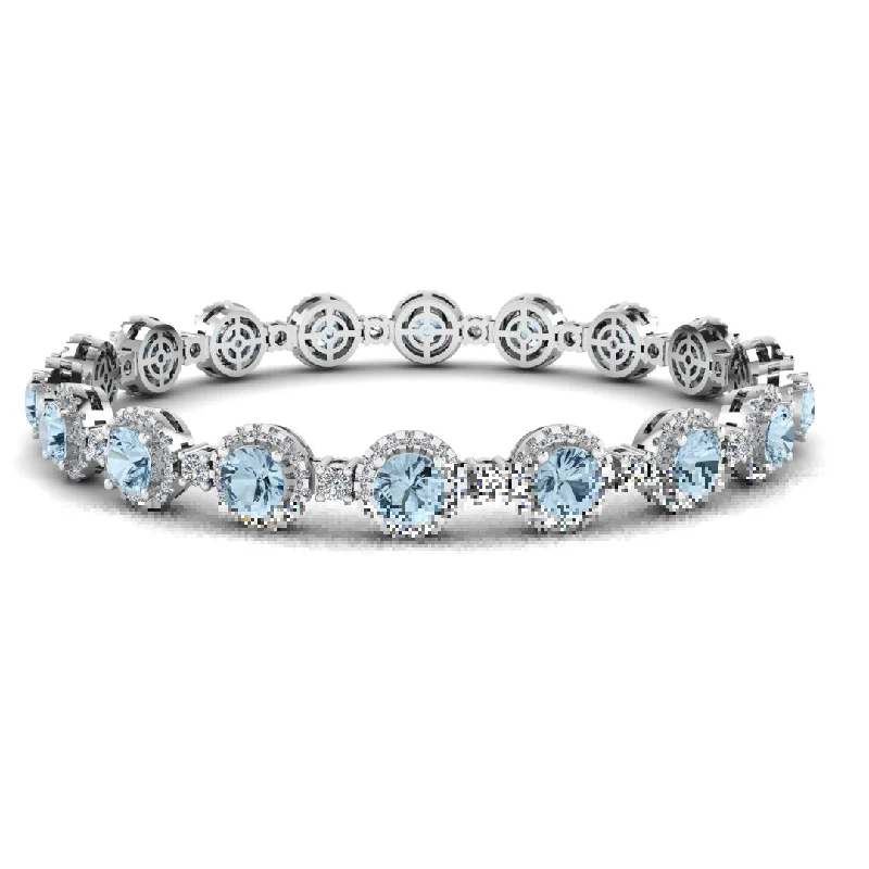 Children's Bangle Bracelets with Animal - Shaped Charms for a Cute AccessoryRound Brilliant Shape 8.5 Carat Aquamarine Featuring Diamond Halo Bracelet BRHARBA