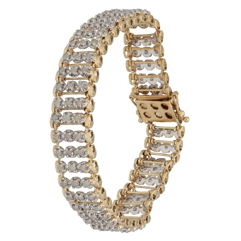 Pearl - Adorned Bangle Bracelets with Delicate Silver Chains9ct Gold 4.92ct Diamond Fancy Stone Set Bracelet