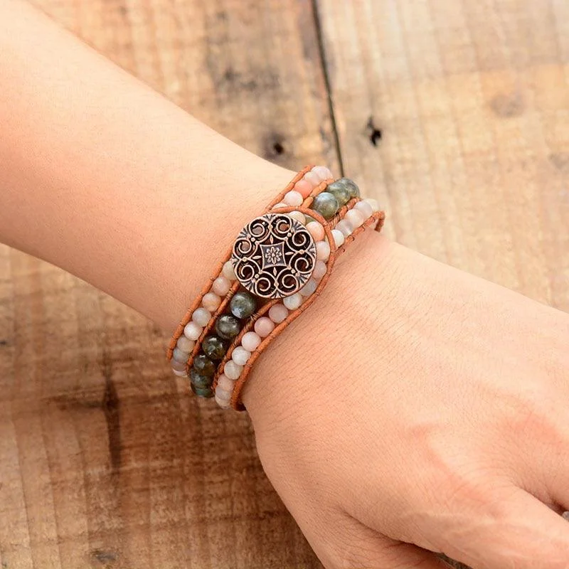 Women's Cuff Bracelets with Celtic Knot Patterns for a Mysterious and Cultural AppealSunstone & Labradorite Cuff Bracelet