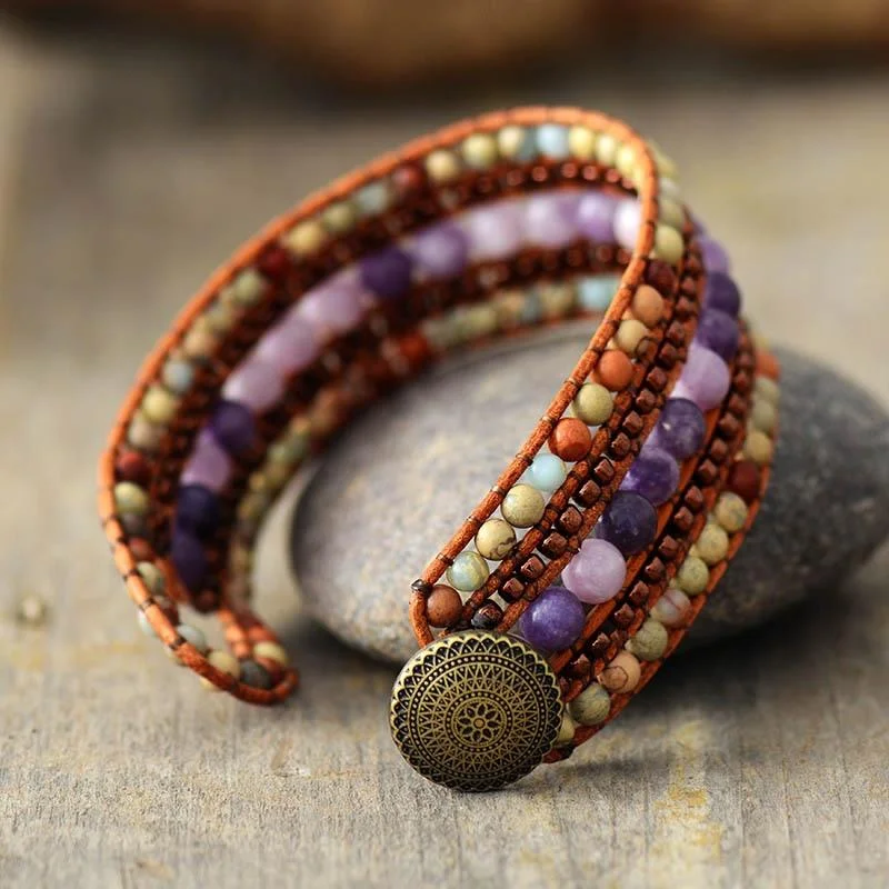 Women's Cuff Bracelets with Celtic Knot Patterns for a Mysterious and Cultural AppealAmethyst and Jasper Cuff Bracelet