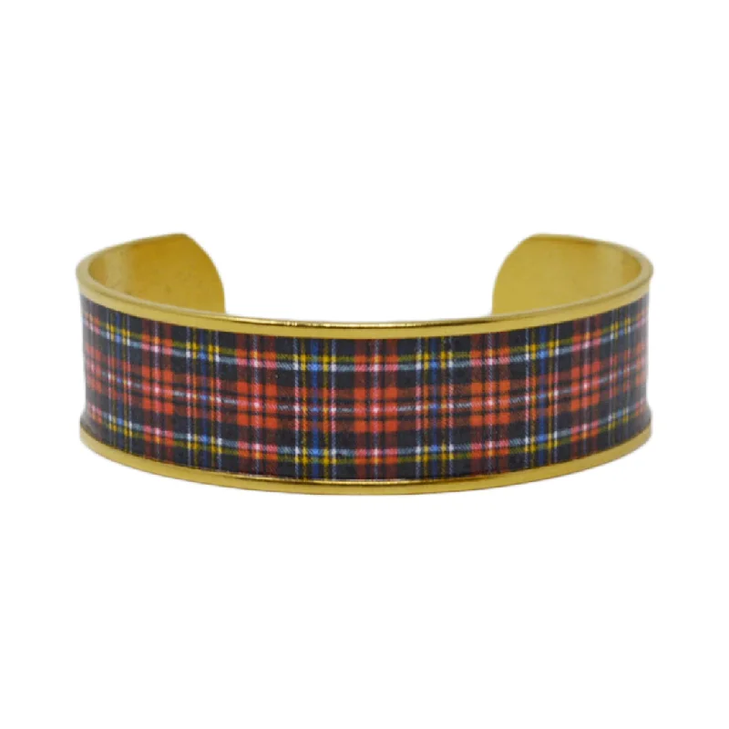 Leather - and - Metal Combo Women's Cuff Bracelets in Rustic Brown for a Western StyleClassic Red Plaid Cuff Bracelet