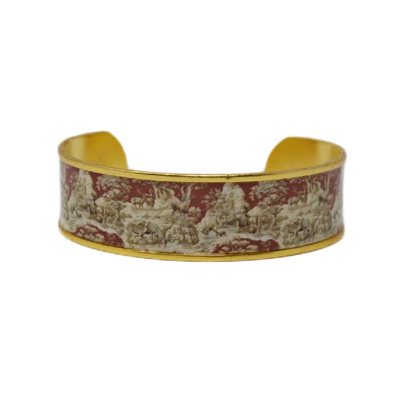 Women's Sterling Silver Cuff Bracelets with Engraved Floral Patterns for a Romantic LookWhitetail Toile Cuff Bracelet