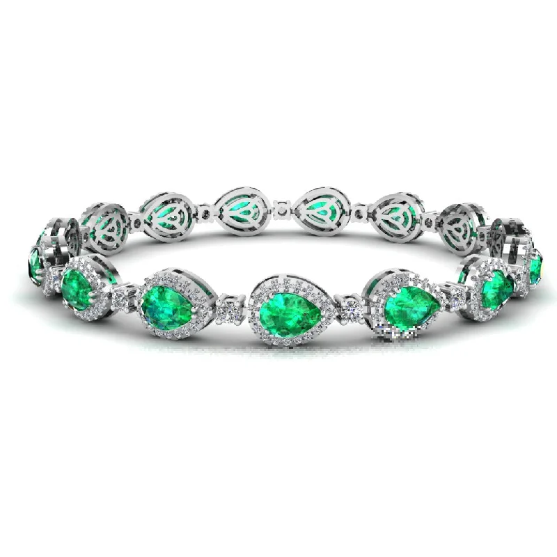 Bangle Bracelets with Adjustable Screw - Closures for a Secure FitHalo Pear Shape 9 Carat Emerald and Diamond Halo Bracelet BRHAPSE