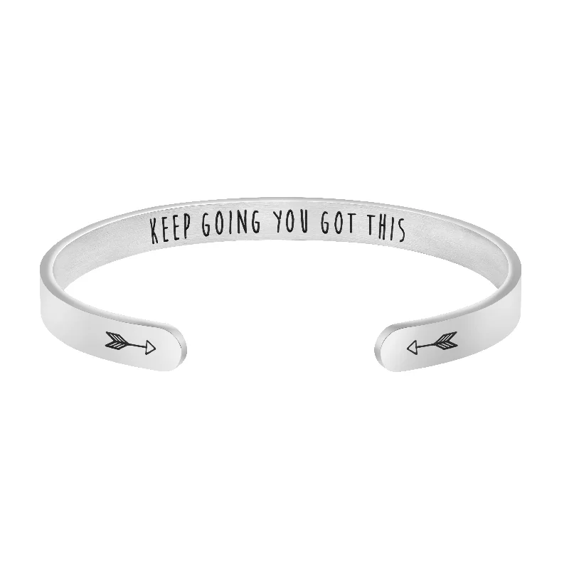 Water - Resistant Women's Cuff Bracelets in Silicone for Sports and Outdoor ActivitiesKeep Going You Got This Mantra Cuff