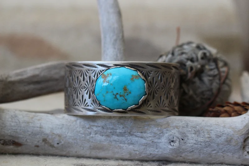 Wooden Women's Cuff Bracelets with Carved Motifs for a Natural and Artistic LookTurquoise Arches Bracelet