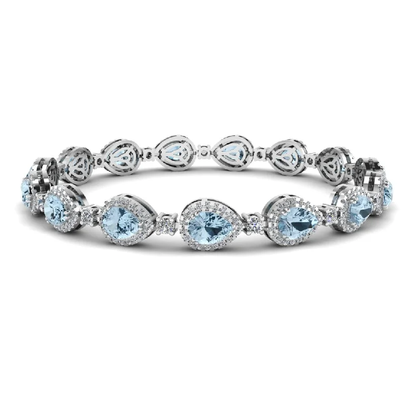 Bangle Bracelets with LED Lights for a Glowing and Trendy AccessoryHalo Pear Shape 9 Carat Diamond and Aquamarine Bracelet BRHAPSA