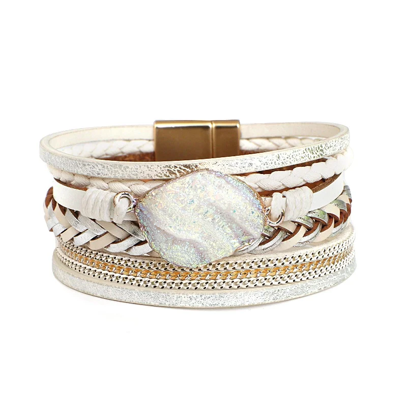 Enamel - Painted Women's Cuff Bracelets in Bold Colors for a Pop of Color'Birralee' Charm Cuff Bracelet - white