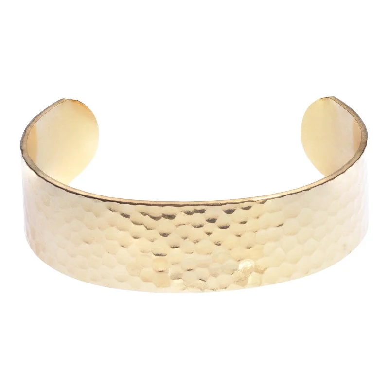 Adjustable Women's Elastic Cuff Bracelets with Pearl Accents for a Feminine Touch3/4 Inch Hammered Cuff