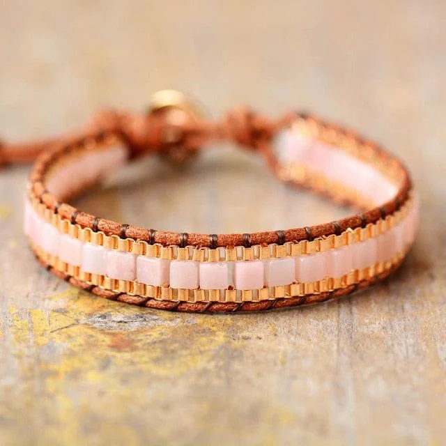 Rose Gold - Toned Women's Cuff Bracelets with Cubic Zirconia for a Glamorous LookPink Jade Cuff Bracelet