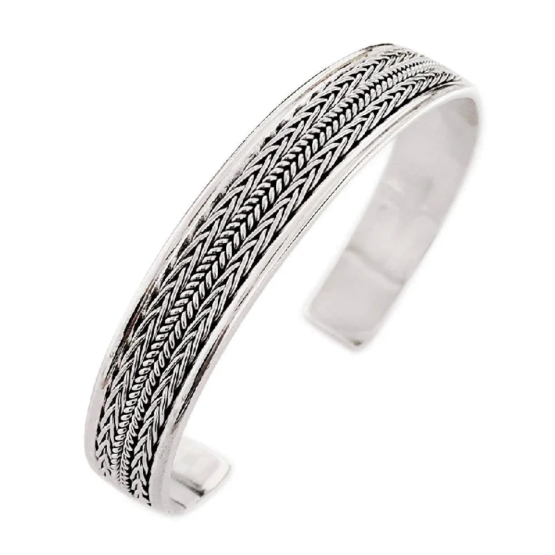 Clear Crystal - Embellished Bangles for a Sparkling and Elegant AppearanceMen's Iconic Braided Sterling Silver Bangle | Handmade Silver Bracelet for Men