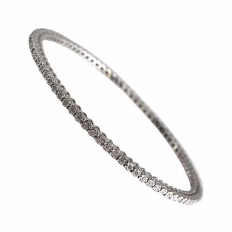 Bangle Bracelets with Adjustable Screw - Closures for a Secure Fit18K White Gold Diamond Bangle