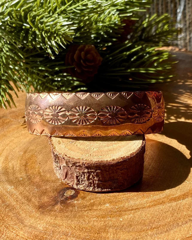 Women's Sterling Silver Cuff Bracelets with Engraved Floral Patterns for a Romantic LookSam Curtis Copper Hand Stamped Cuff Bracelet