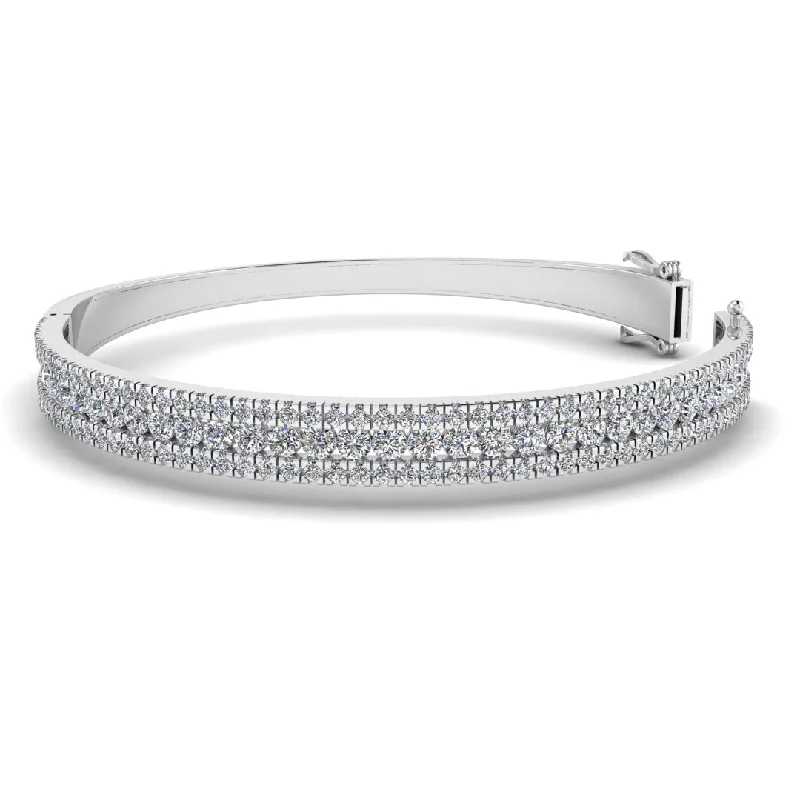 Leather - Wrapped Bangles with Studded Details for a Rock - Chic VibeRound Brilliant 4.05 Carat Diamond 3 Rows Bangle BAN1D