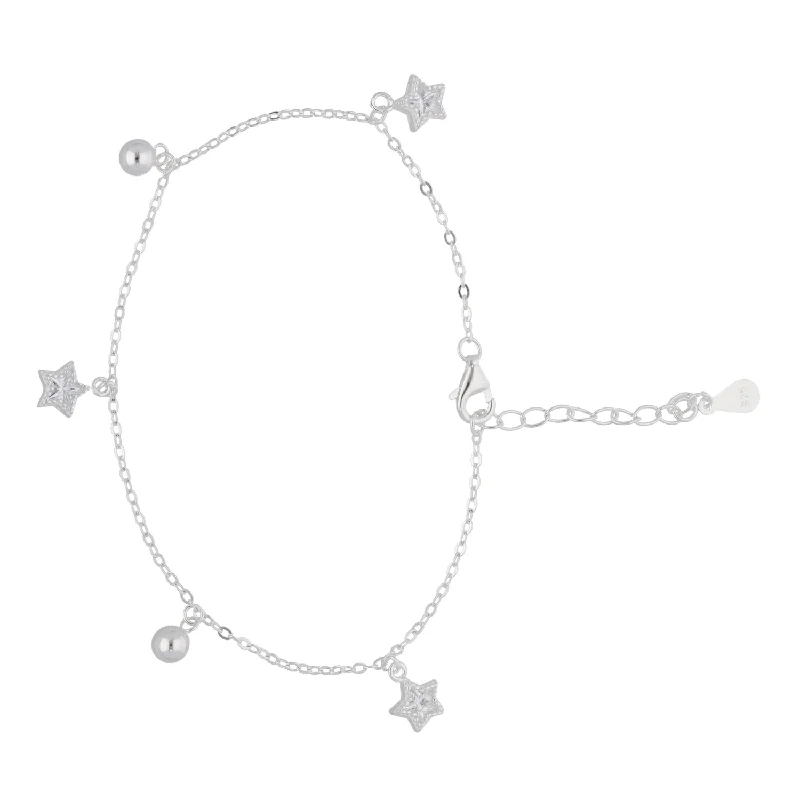 Plus Size Women's Wide Bangle Bracelets in Matte Finish for a Statement PieceNew Sterling Silver Cubic Zirconia Star Bracelet