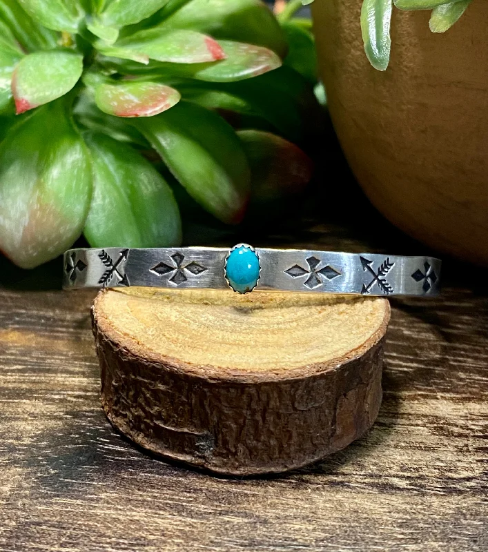 Women's Cuff Bracelets with Hamsa Hand Charms for Protection and Good LuckB. Shorty Kingman Turquoise & Sterling Silver Cuff Bracelets