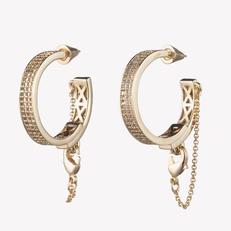 Chunky hoop earringsPAVÉ SAFETY CHAIN HOOP EARRINGS