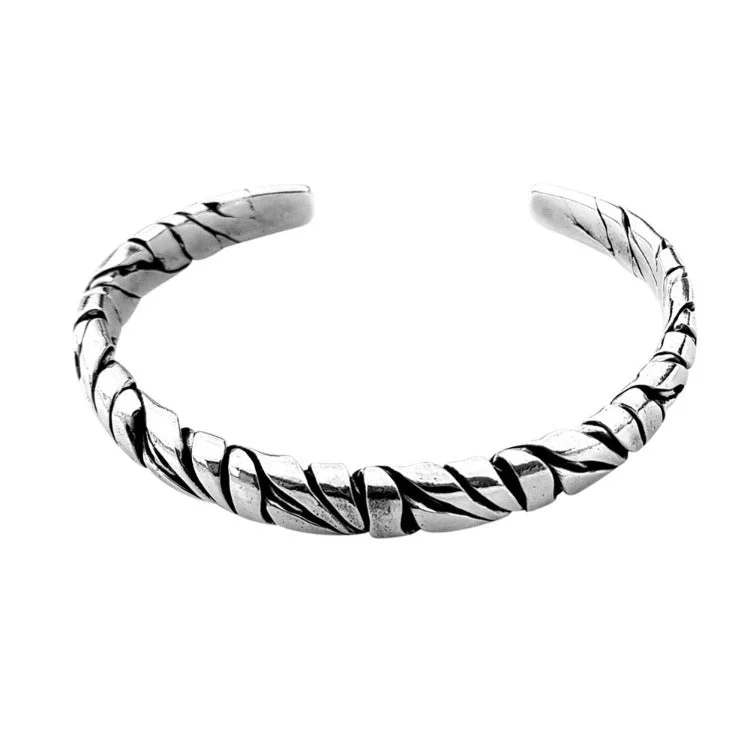 Plus Size Women's Wide Bangle Bracelets in Matte Finish for a Statement PieceMen's 925 Sterling Silver Twisted Bangle | Handmade Heavy Silver Bangle for Men