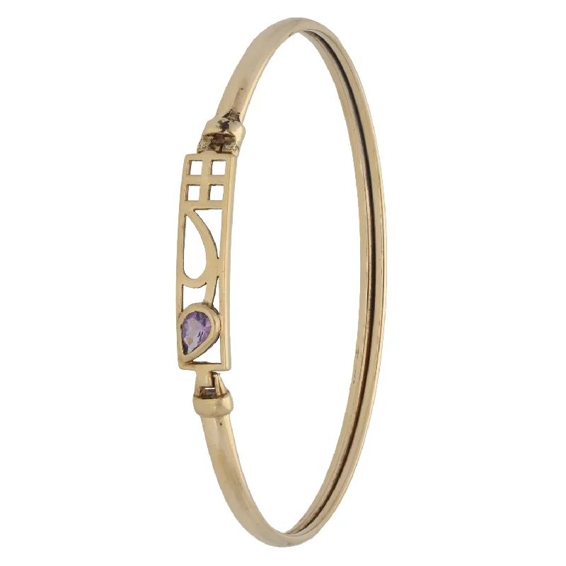 Unisex Bangle Bracelets with Abstract Artwork for a Unique Statement9ct Gold Amethyst Hinged/Clasp Bangle