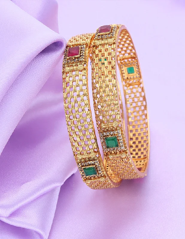 Rose Gold - Plated Bangles with Cubic Zirconia for a Glamorous TouchDesigner Matt Stone Bangles ZBGL11091