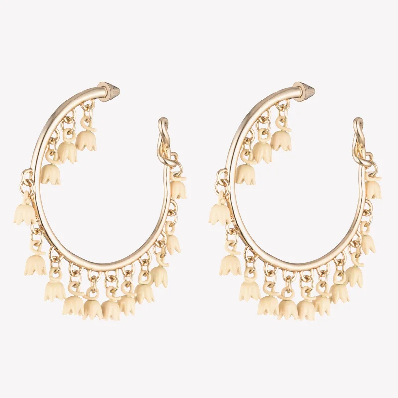 Rose gold hoop earringsLILY OF THE VALLEY CHARM HOOPS