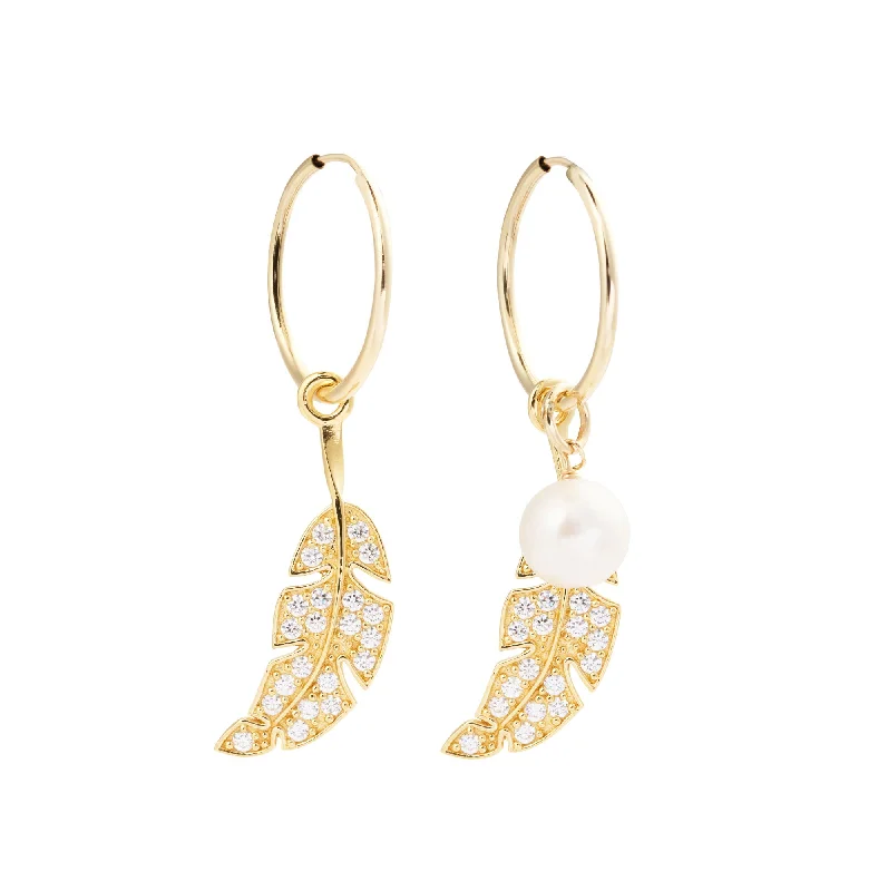 Beaded hoop earringsLeaf & Drop Gold Vermeil Hoops w. Pearls