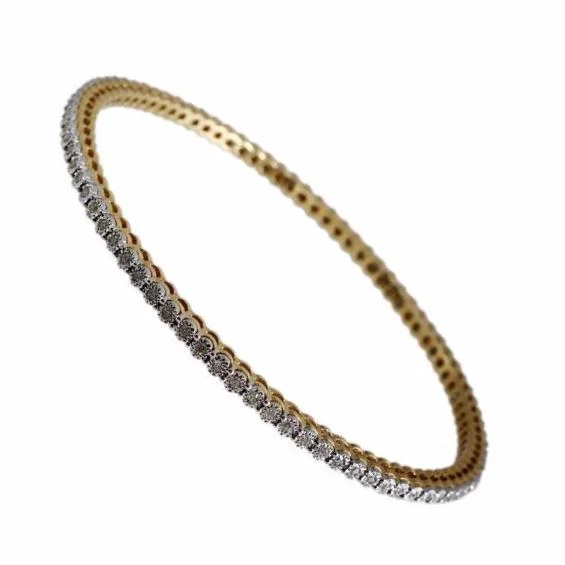 Plus Size Women's Wide Bangle Bracelets in Matte Finish for a Statement Piece18K Yellow Gold Diamond Bangle