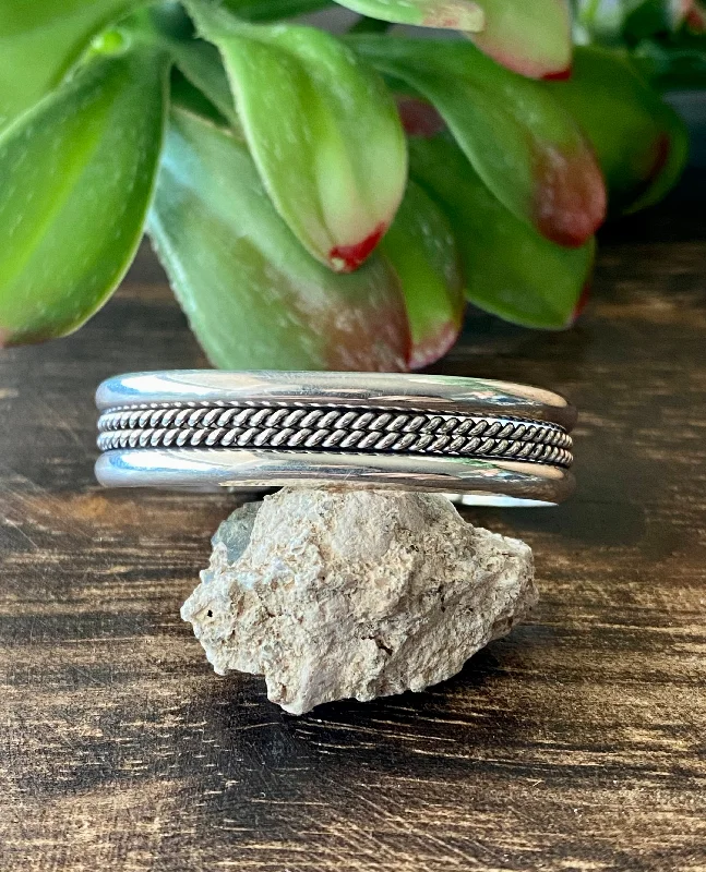 Women's Sterling Silver Cuff Bracelets with Engraved Floral Patterns for a Romantic LookNavajo Made Sterling Silver Baby Cuff Bracelets