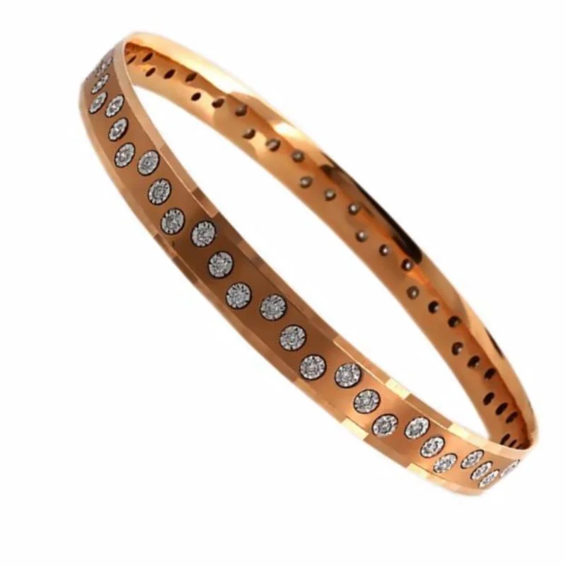 Bangle Bracelets with Celtic Knotwork for a Symbolic and Stylish Look18K Rose Gold Diamond Bangle