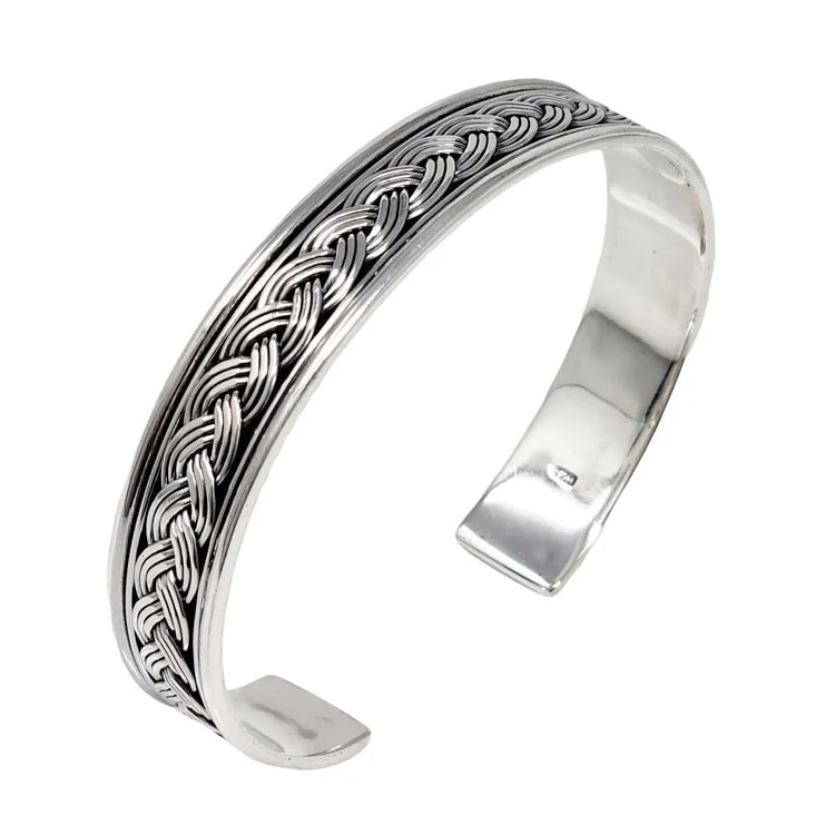 Vintage - Inspired Bangle Bracelets with Filigree and Rhinestone AccentsClacsic 925 Sterling Silver Bangle for Men | Celtic Cuff Bangle Bracelet Jewelry For Men