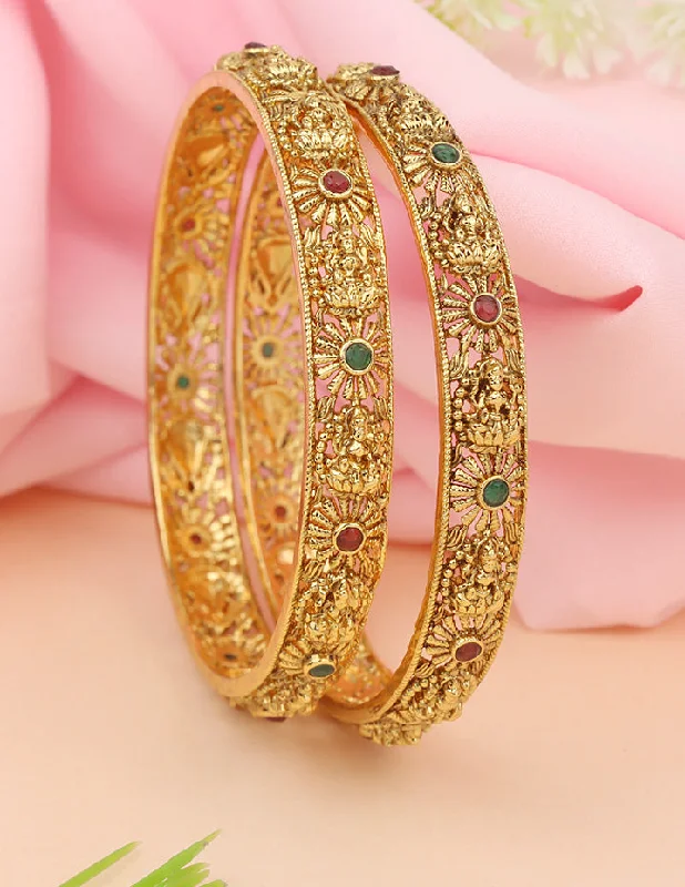 Stretch Bangle Bracelets with Elastic Cord for a Comfortable FitDesigner Lakshmi Devi Matt Stone Bangles ZBGL11176