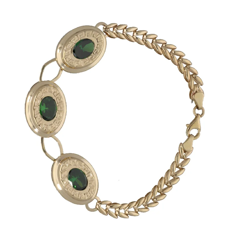 Adjustable Bangle Bracelets with Magnetic Closures for Easy Wear and RemovalNew 14ct Gold Green CZ Greek Key Bracelet