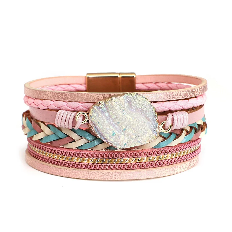 Women's Cuff Bracelets with Tassel Decorations for a Boho - Chic Style'Birralee' Charm Cuff Bracelet - pink