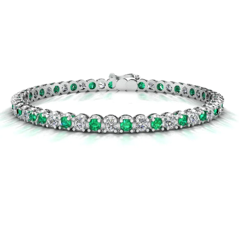 Leather - Wrapped Bangles with Studded Details for a Rock - Chic VibeRound Brilliant Diamond and Emerald Bracelet BRDE45558