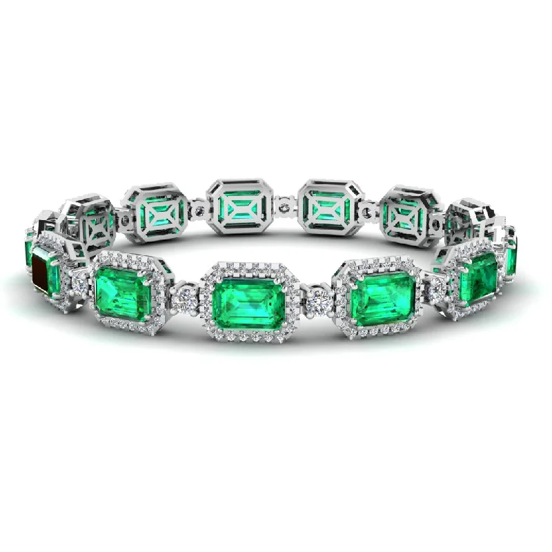 Geometric - Shaped Bangles in Matte Black for a Minimalist AestheticEmerald Shape 14 Carat Emerald Gem Center Featuring Diamond Halo Bracelet BRHAEME