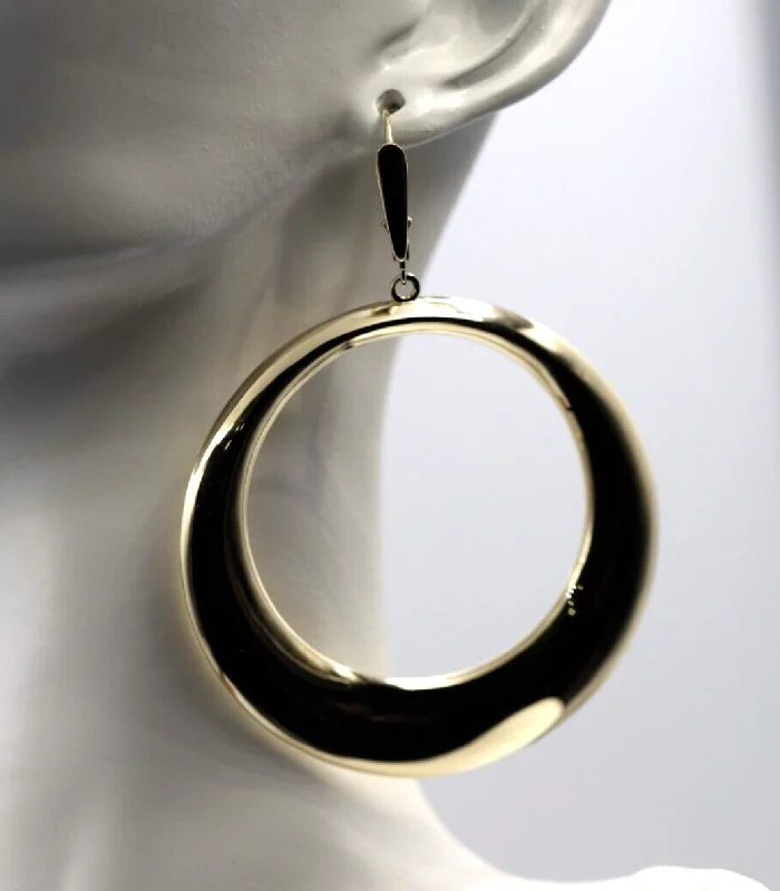 Trendy hoop earringsGenuine 9ct 9k Yellow, Rose or White Gold Huge Oversized Hoop Disc Continental Hook Earrings